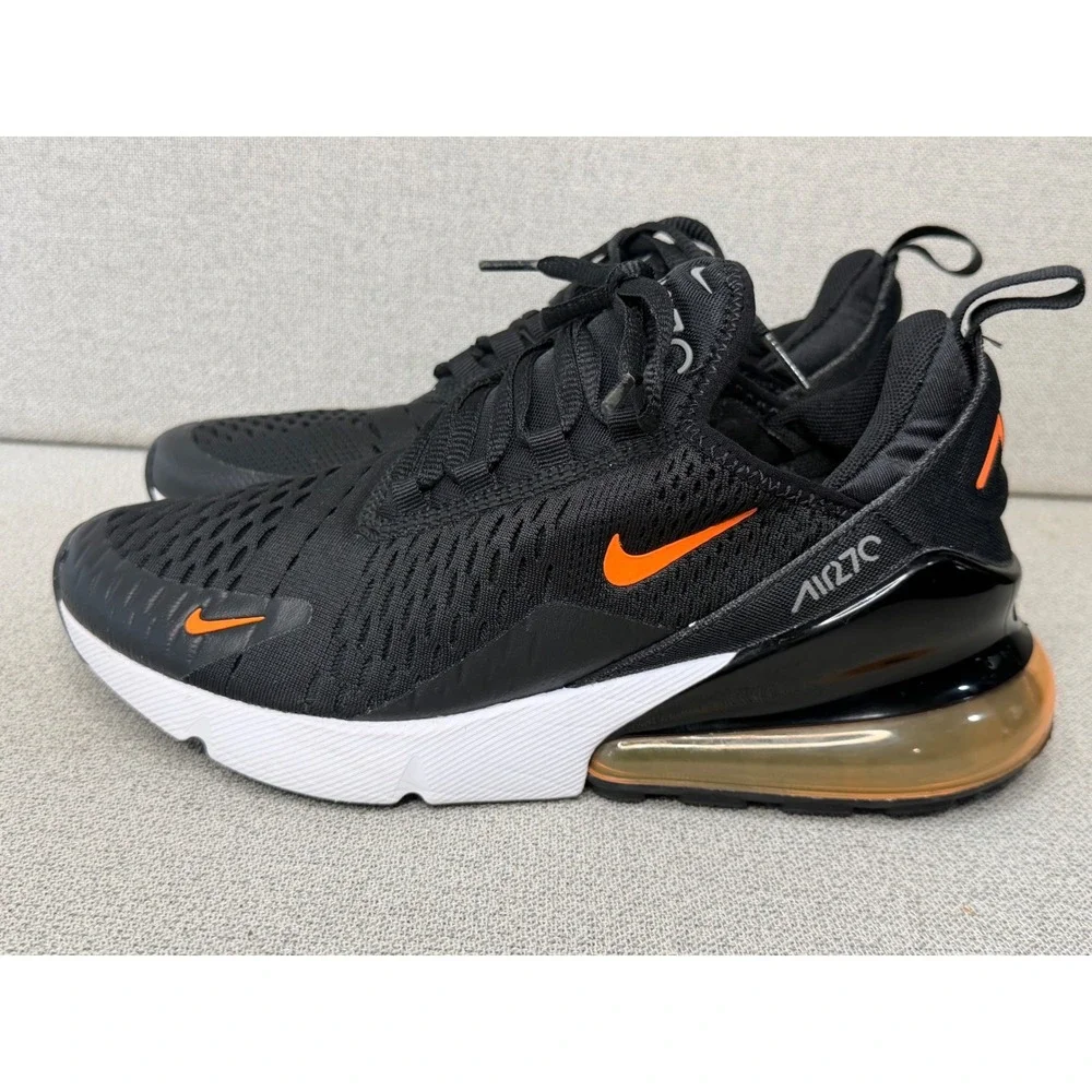 Nike Air Max 270 Black Orange DM3208-001 Kids 5Y Womens 6.5 Running Shoes